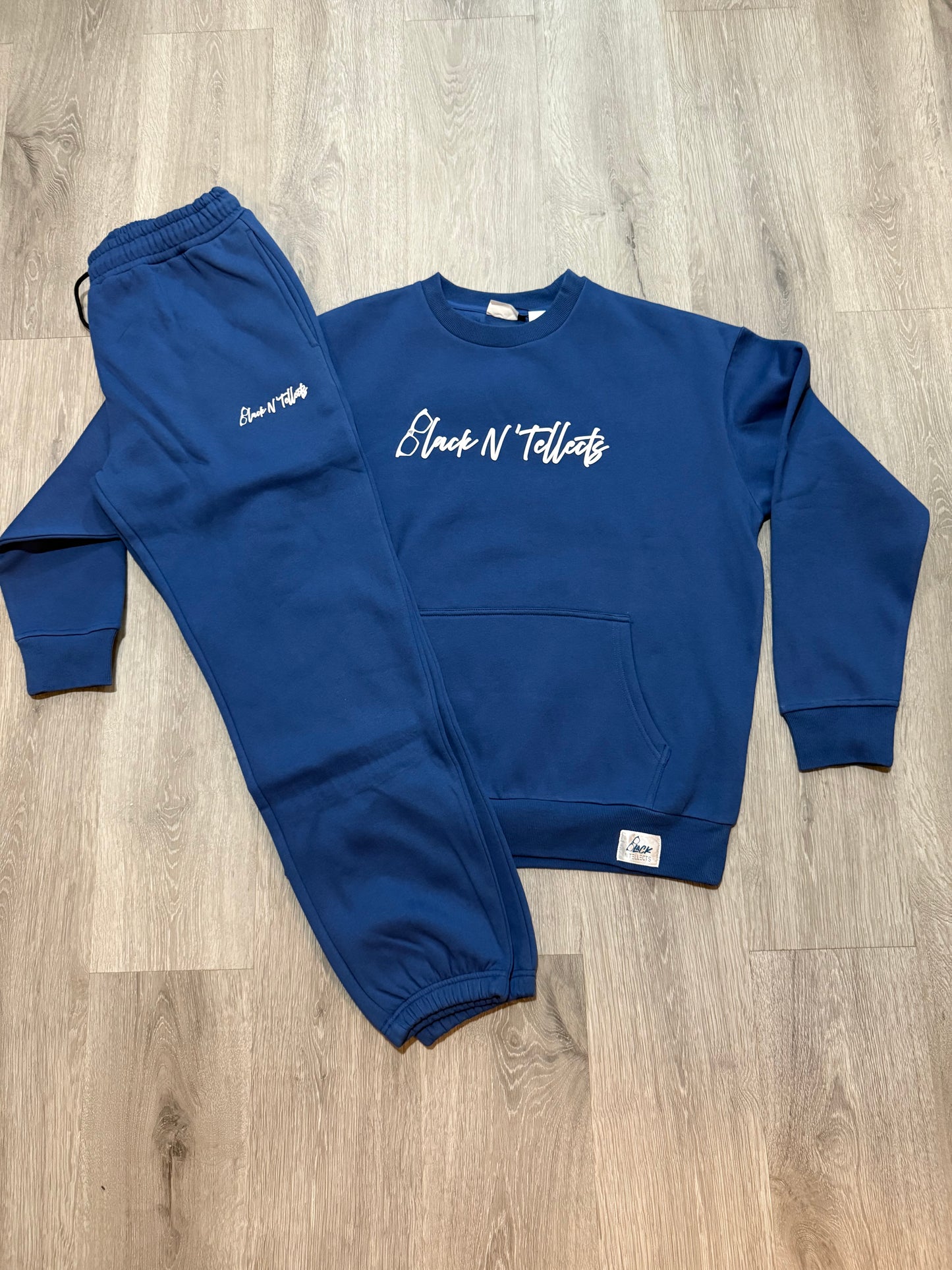 The Scripted Crewneck Sweatsuit (Royal/White)