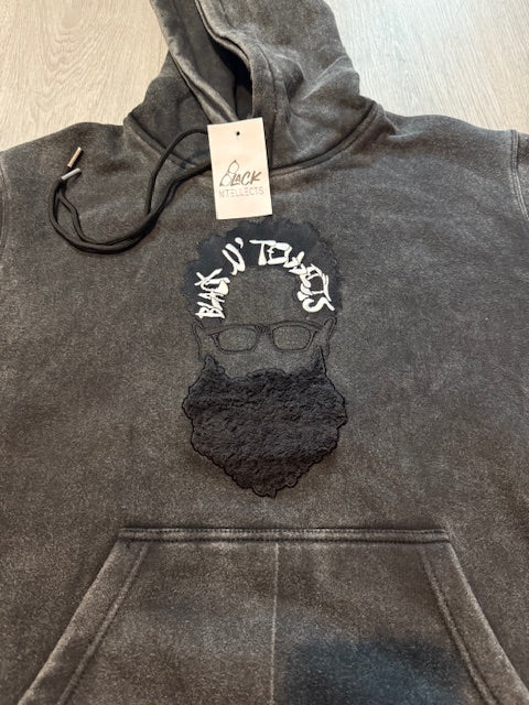 Bearded Guy Logo Sweatsuit/Wide-leg Pants (Sun Washed Black)