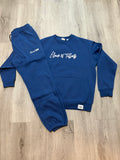 The Scripted Crewneck Sweatsuit (Royal/White)