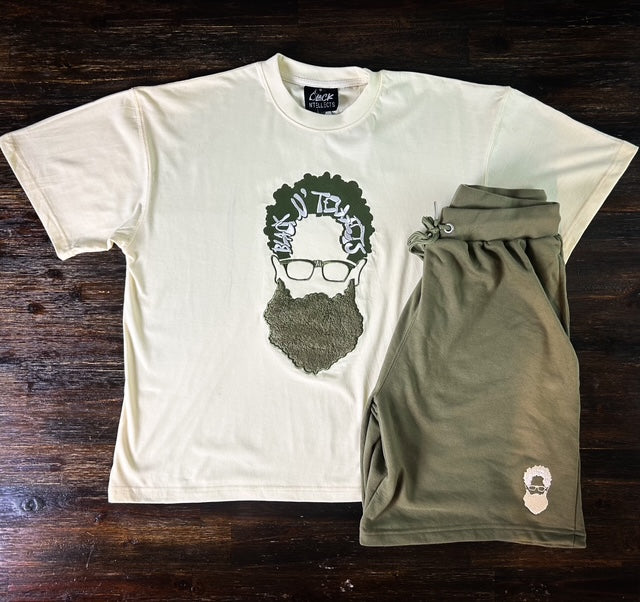 Bearded Guy Logo Short Set (Cream and Sage)